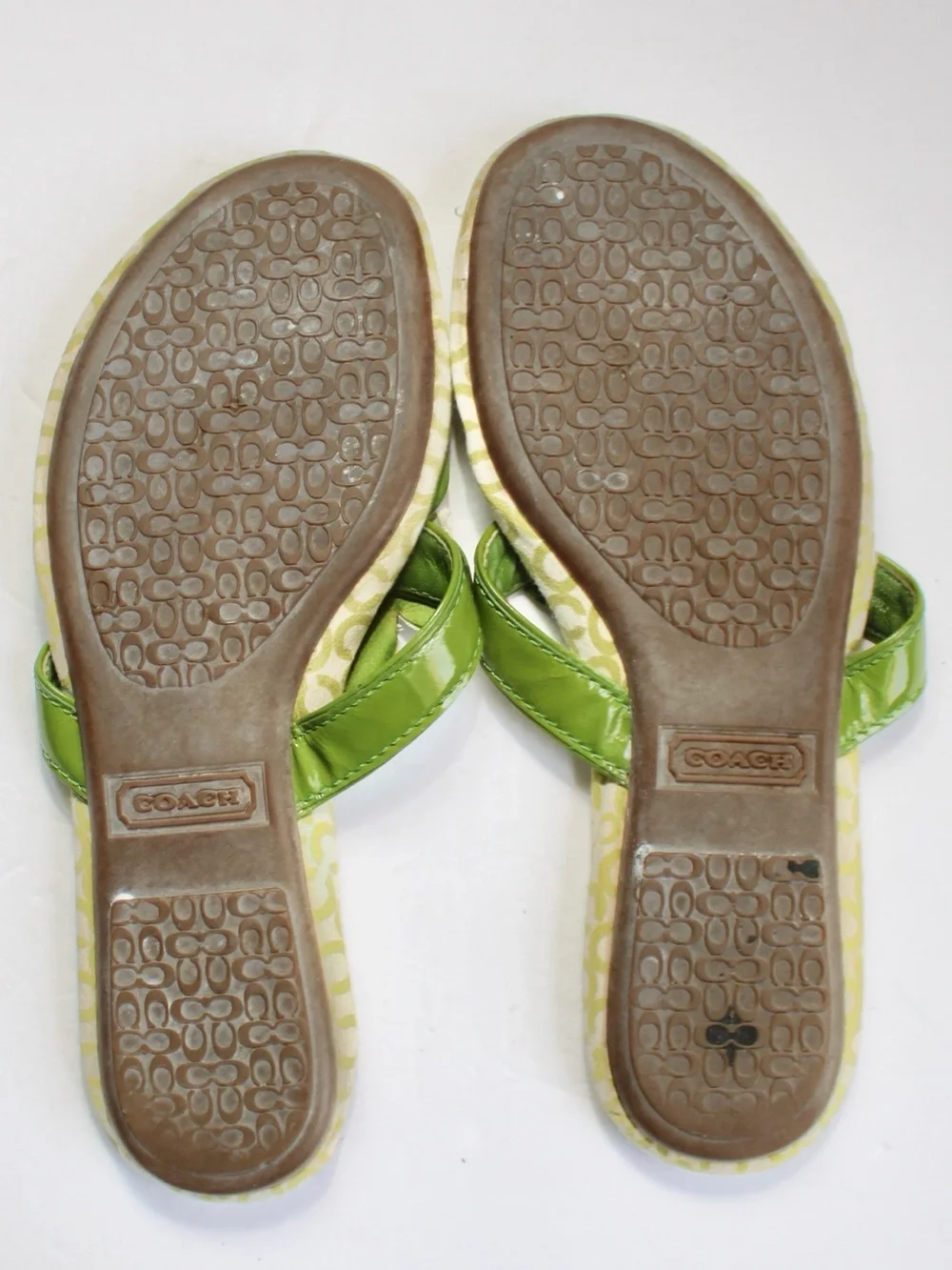 Coach Vintage Y2K Patty Green Thong Signature Canvas Flip Flop Sandals Size 7
